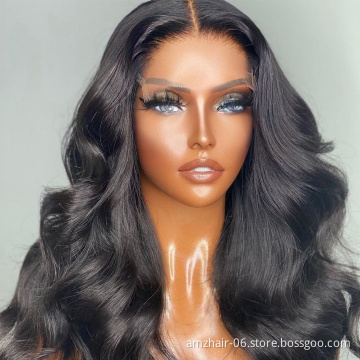 Wholesale Raw Indian Virgin Cuticle aligned Body Wave Human Hair Lace Front Wig For Black Women Full Hd Lace Frontal Closure Wig